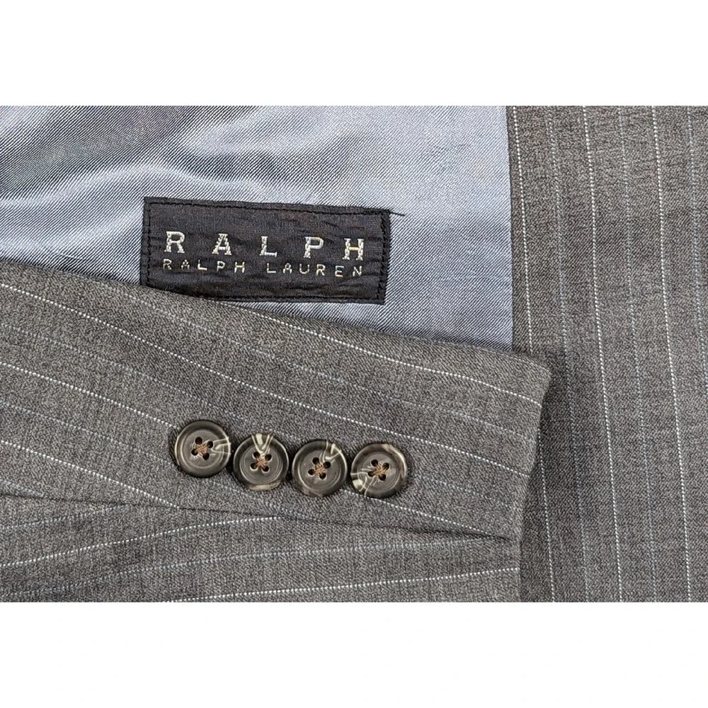 Mens Lauren Ralph Lauren Blazer Sport Coat Sports Jacket Gray Pin Stripe 48R‎